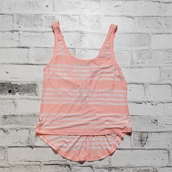 Lululemon Pink Striped Criss Cross Back Tank Top Size 4 Lightweight Racerback - Picture 2 of 7
